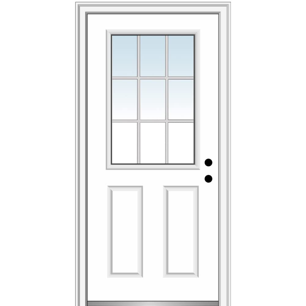 Steel Primed Left-Hand Inswing 1/2 Lite 2-Panel Prehung Front Door 36" x 80" O74217