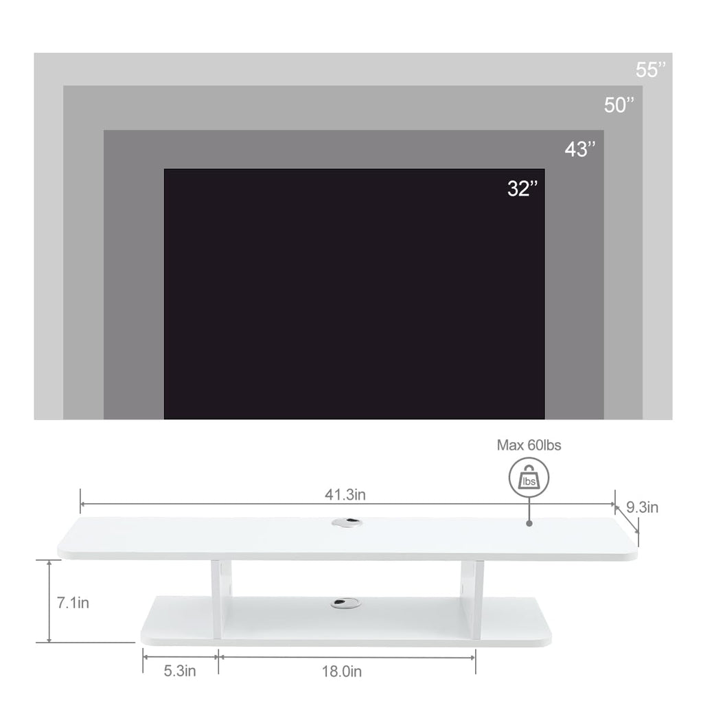 White Floating Wall Mounted TV Stand with Storage Y148647