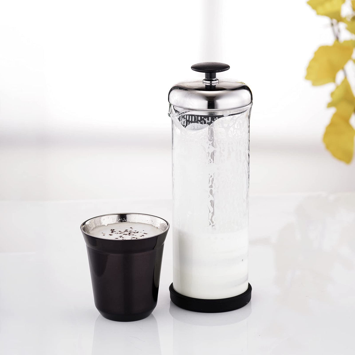 French Press 12 oz, Stainless Steel Espresso Cup 2pcs Set Double Wall Insulated 5 oz I6389