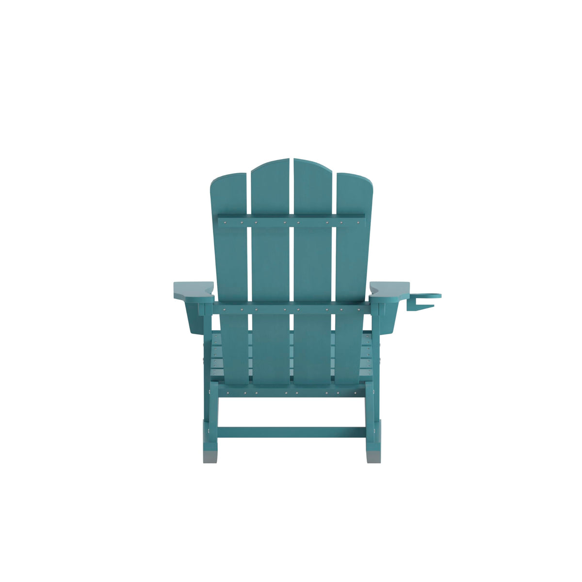 Blue HDPE Adirondack Rocking Chair with Cup Holder I876149