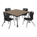 36" Square Mobile Table with 4 Stack Chairs K41401