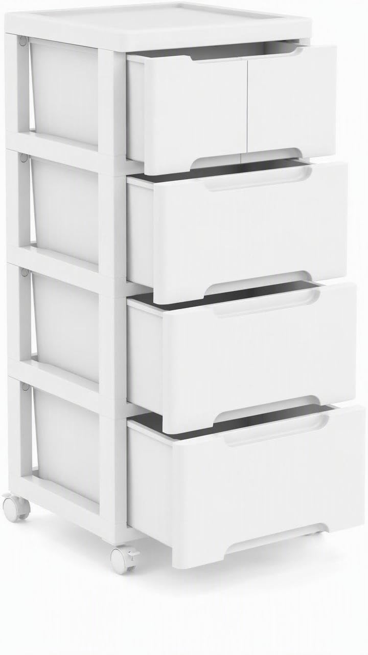 4-Tier Plastic Drawers with Wheels K8131