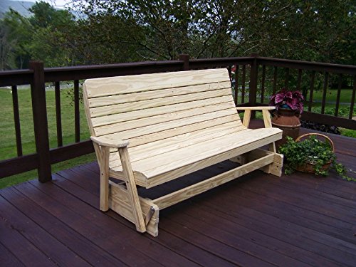 4' Pine Highback Patio Glider Bench R29463