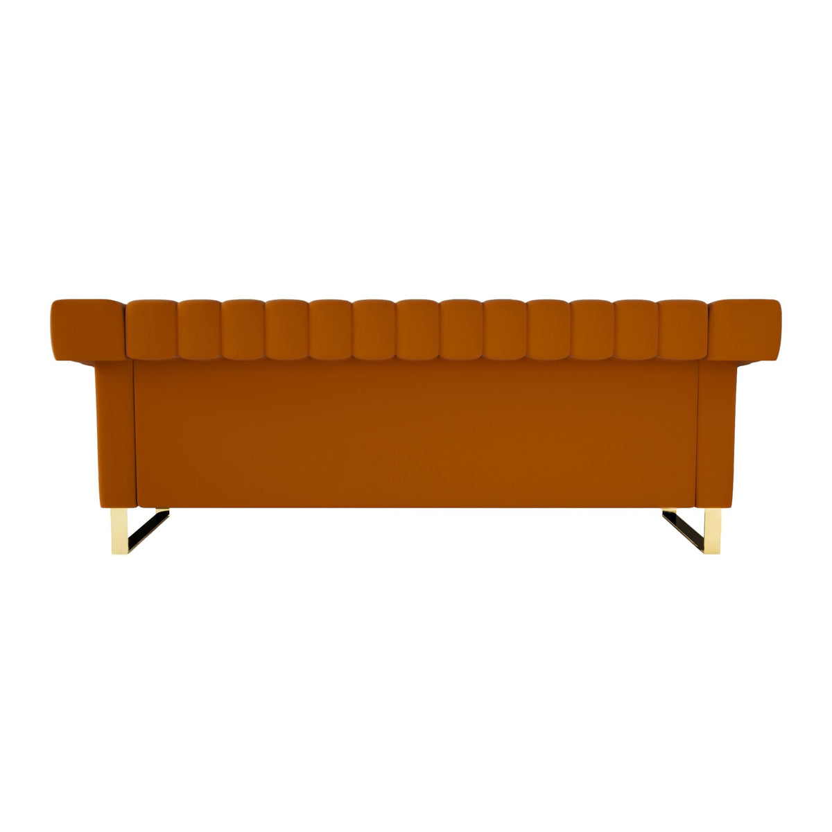 Orange Velvet Sofa with Gold Metal Legs K220