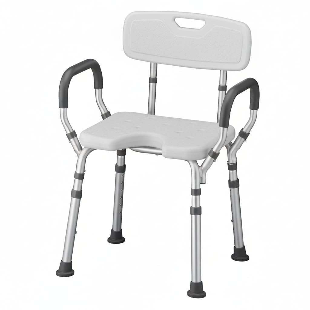 Bath & Shower Seat with U-Shaped Cutout, Padded Removable Arms & Back I7763