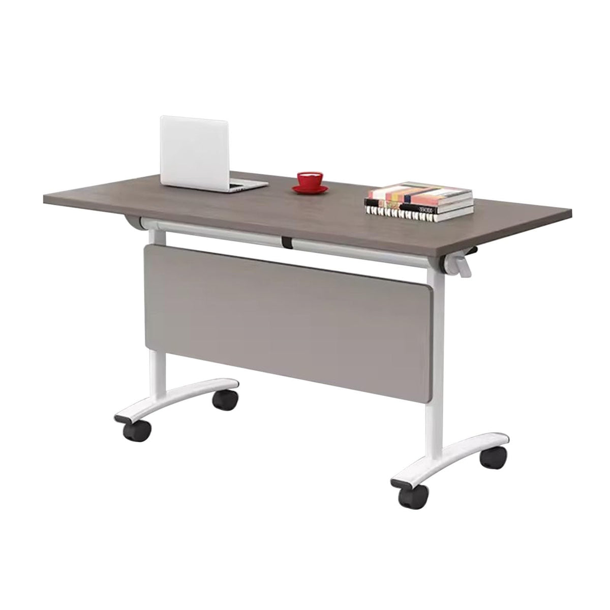 Gray Wood Folding Table with Steel Frame Z646760