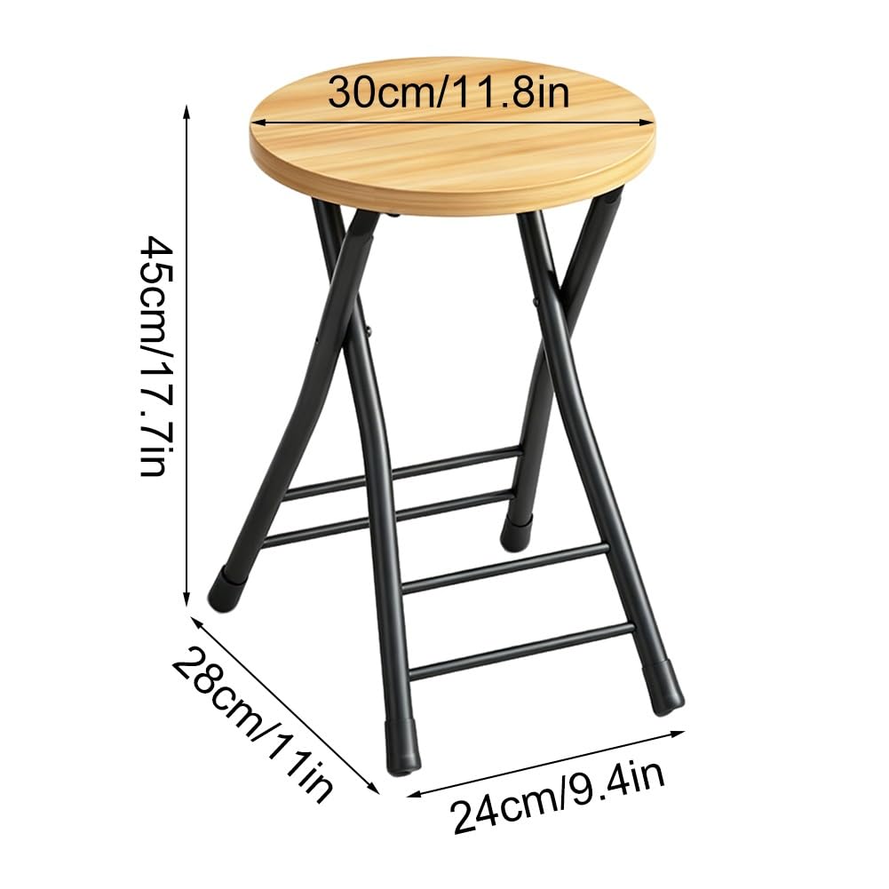 Folding 18 Inch Round Wooden Seat Stool I386