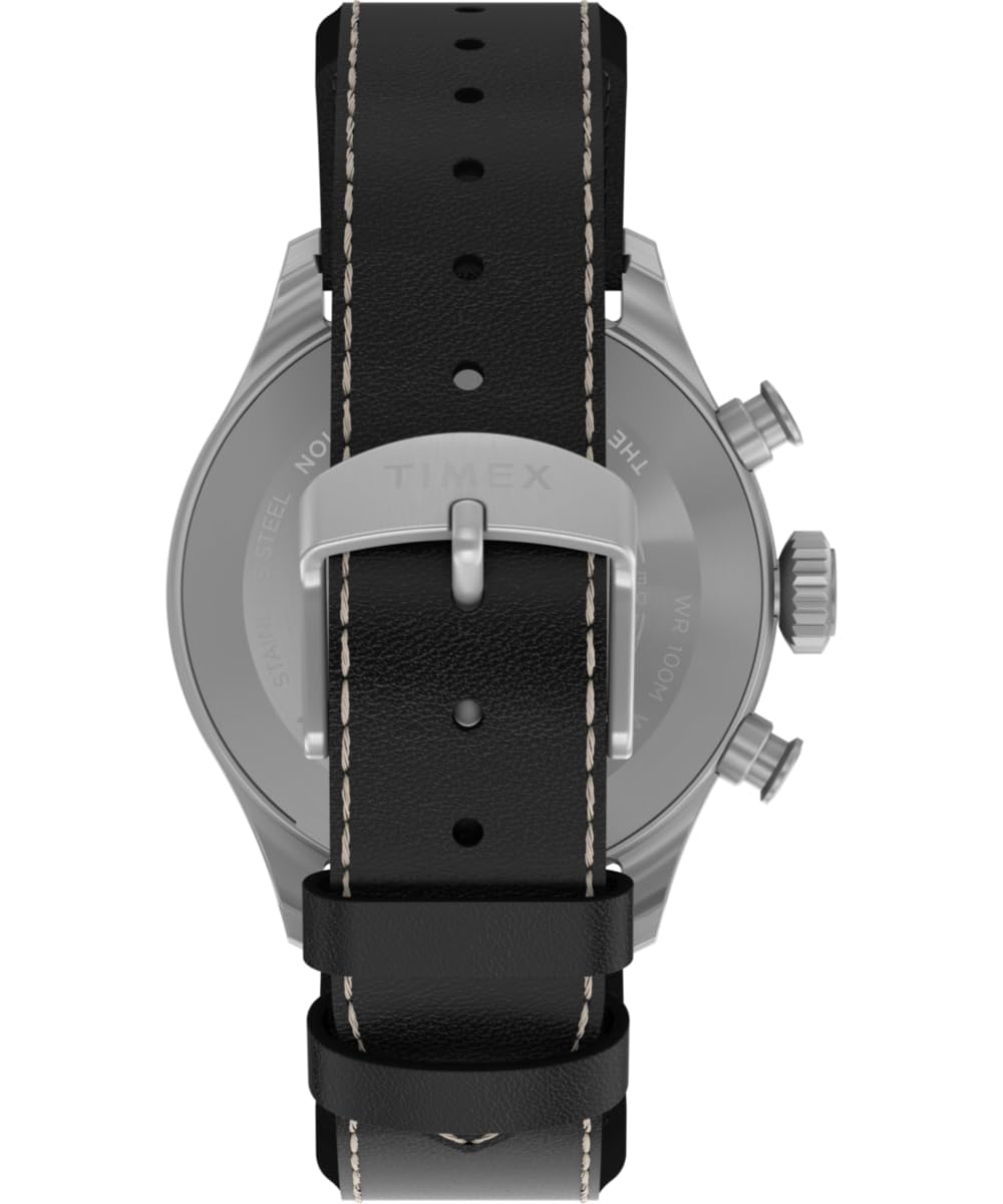 41 mm Quartz Watch Brown Leather Strap Black Dial Stainless Steel Case R11218