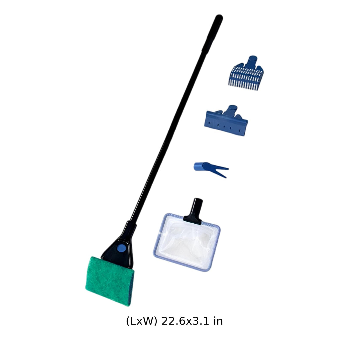 5 in 1 Aquarium Cleaning Kit with Algae Scraper Gravel Rake Fish Net and Brush D3597