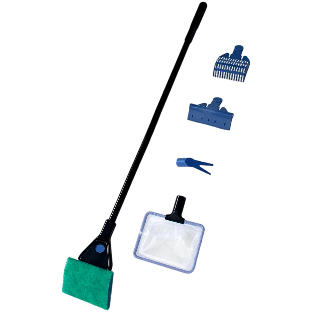 5 in 1 Aquarium Cleaning Kit with Algae Scraper Gravel Rake Fish Net and Brush D3597