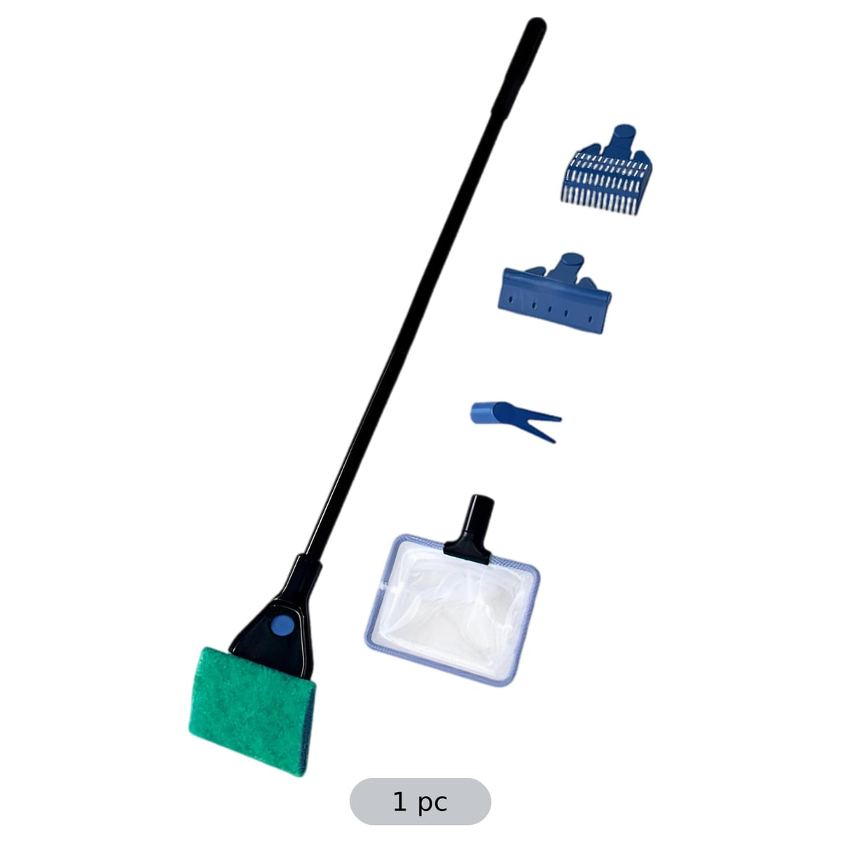 5 in 1 Aquarium Cleaning Kit with Algae Scraper Gravel Rake Fish Net and Brush D3597