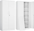 White Metal Storage Cabinet with 2 Doors and 5 Adjustable Shelves R9442