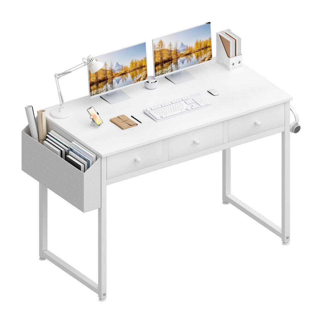 White 40 Inch Computer Desk with Drawers U690122