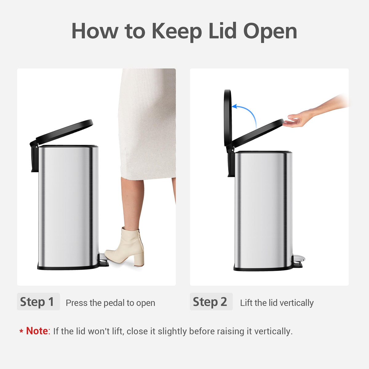 50L Stainless Steel Step-On Trash Can S1842