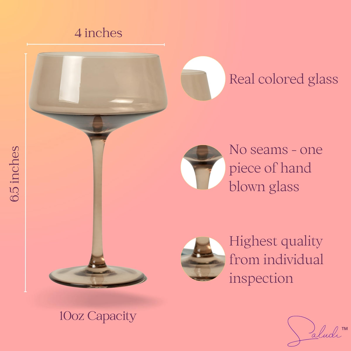 Colored Coupe Glasses Set of 6 Q4942