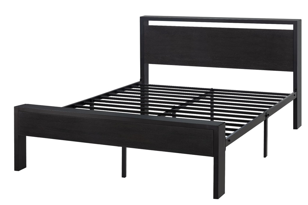 Full Size Bed Frame with Wooden Headboard and Footboard Q21725