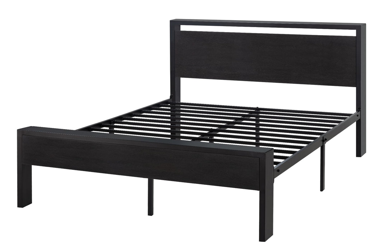 Full Size Bed Frame with Wooden Headboard and Footboard Q21725