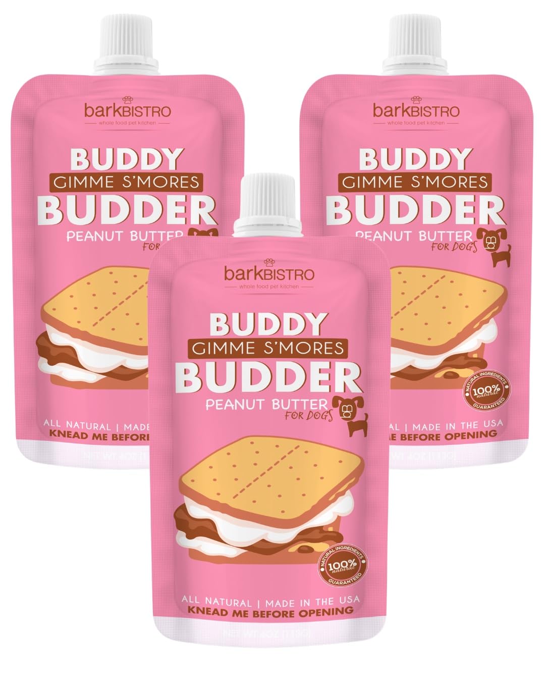 Peanut Butter Dog Treats 3-Pack 4oz Squeeze Packs X13965