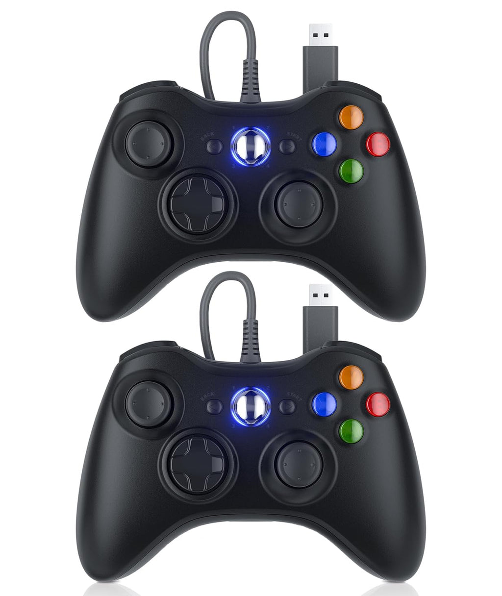 10ft Wired Controller with Upgraded Joystick, Double Shock, 2.5mm Audio Jack - 2 Pack V98007