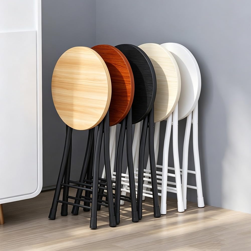 Folding 18 Inch Round Wooden Seat Stool I386