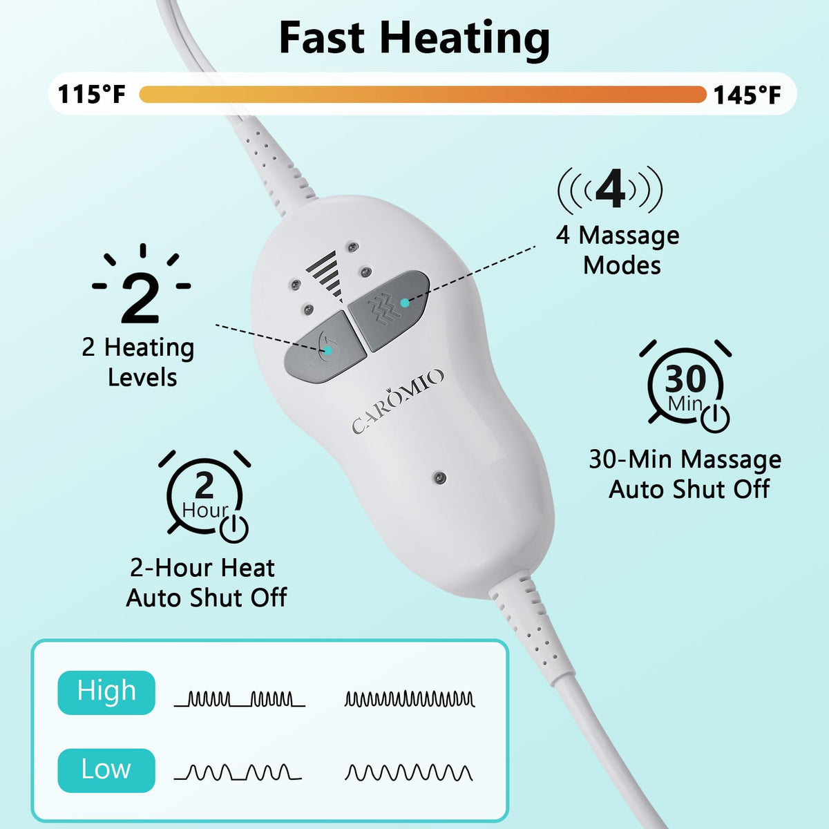 4 Massaging Heating Pad T742