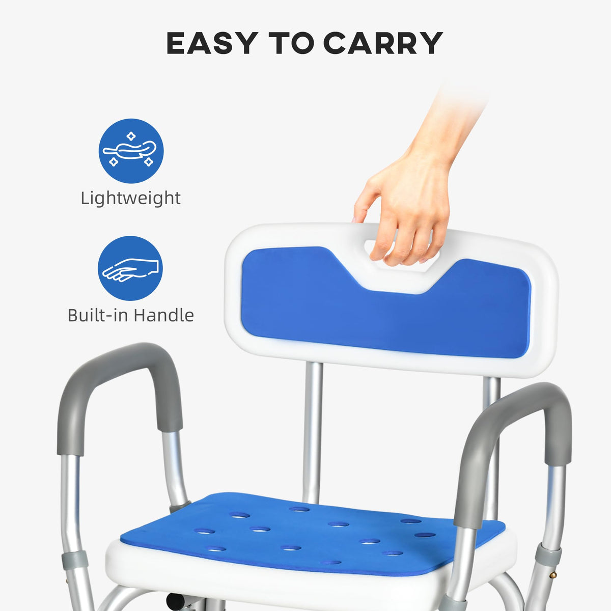 Padded Shower Chair with Arms and Back X32156