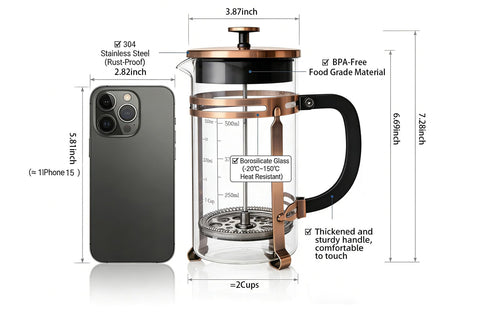 21oz Stainless Steel Glass French Press X8363