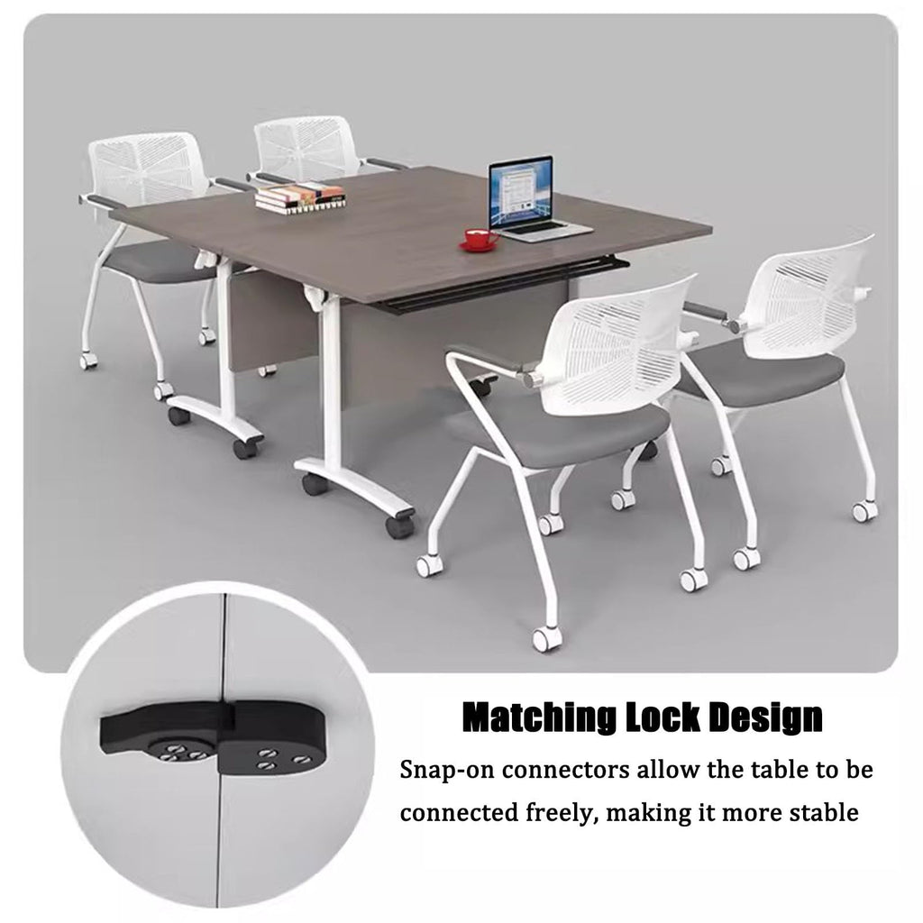 Gray Wood Folding Table with Steel Frame Z646760
