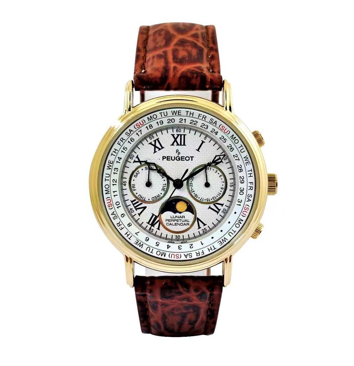 Gold Tone Leather Watch W710467
