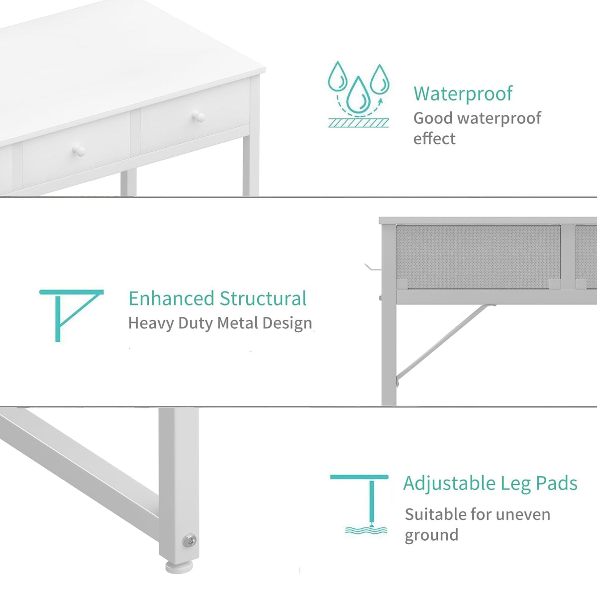 White 40 Inch Computer Desk with Drawers U690122