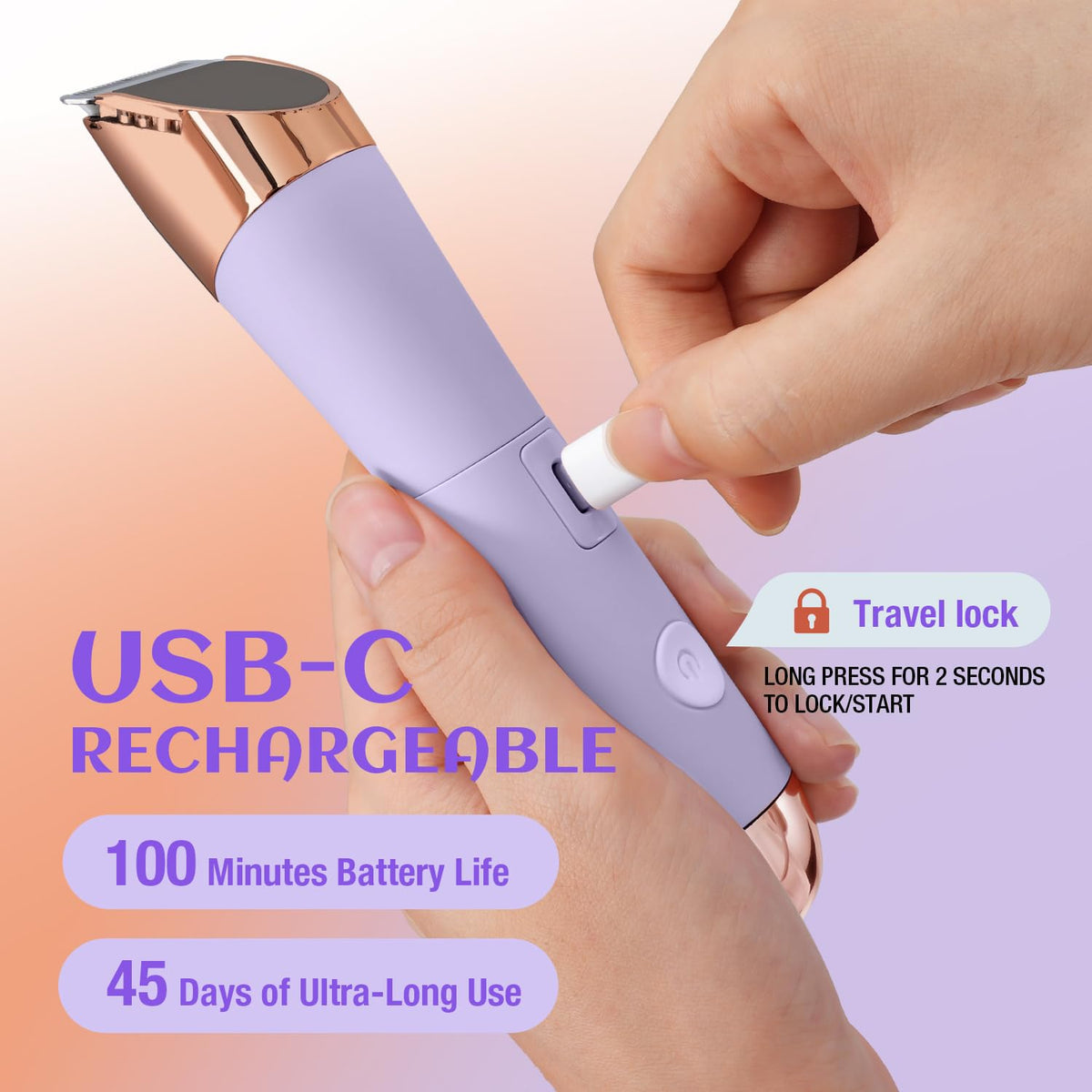 2-in-1 Electric Razor and Pubic Hair Trimmer with LED Light J396