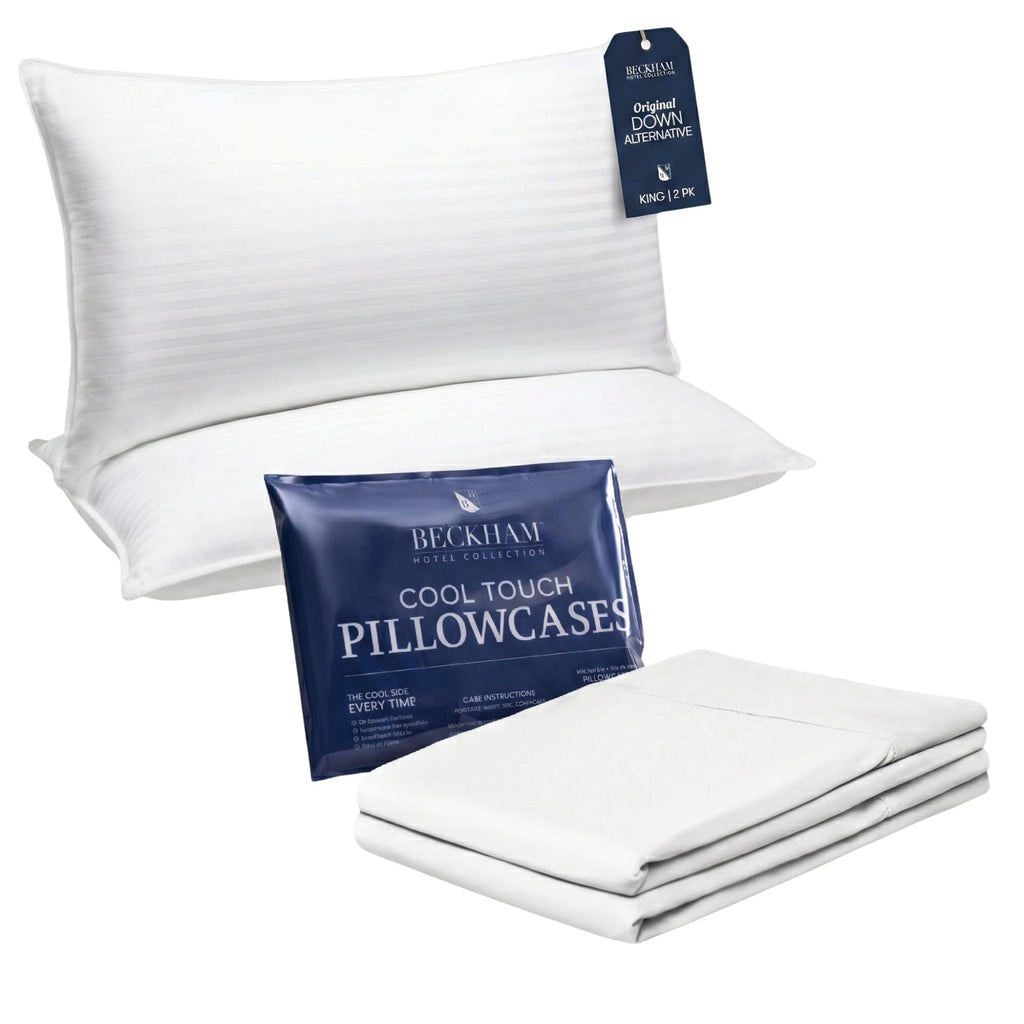 King Size Soft Down Alternative Bed Pillows with Cooling Pillowcases F309