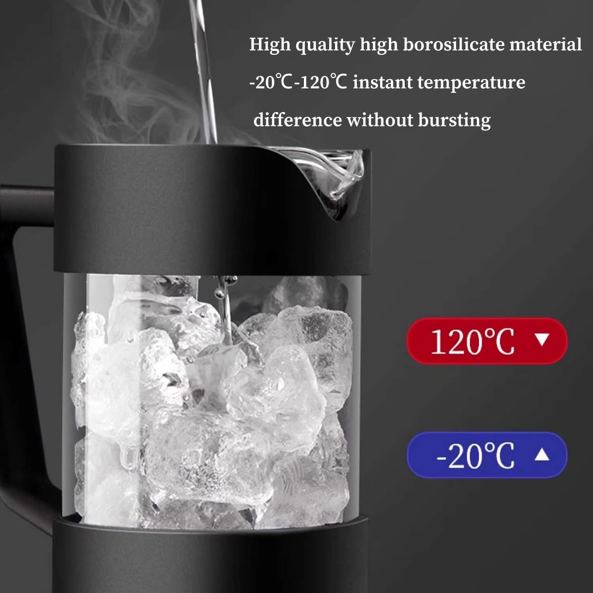 French Press Coffee Maker with 3-level Filter System, Stainless Steel, Borosilicate Glass, 1000ml T215