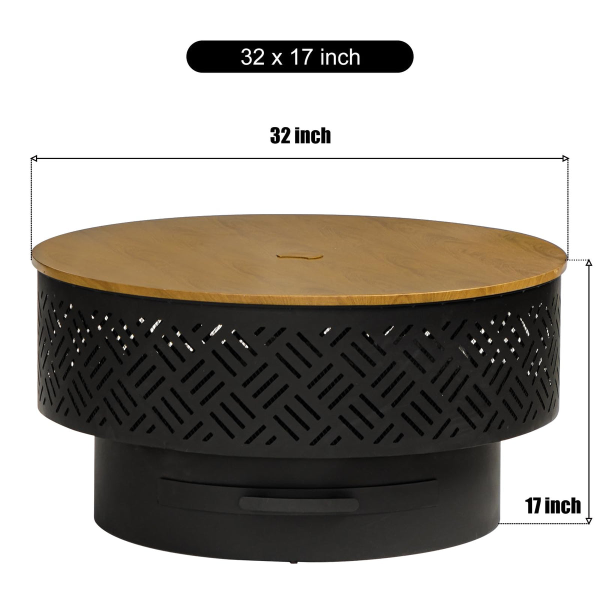 32 Inch Wood Burning Fire Pit with Grill & Lid V68845