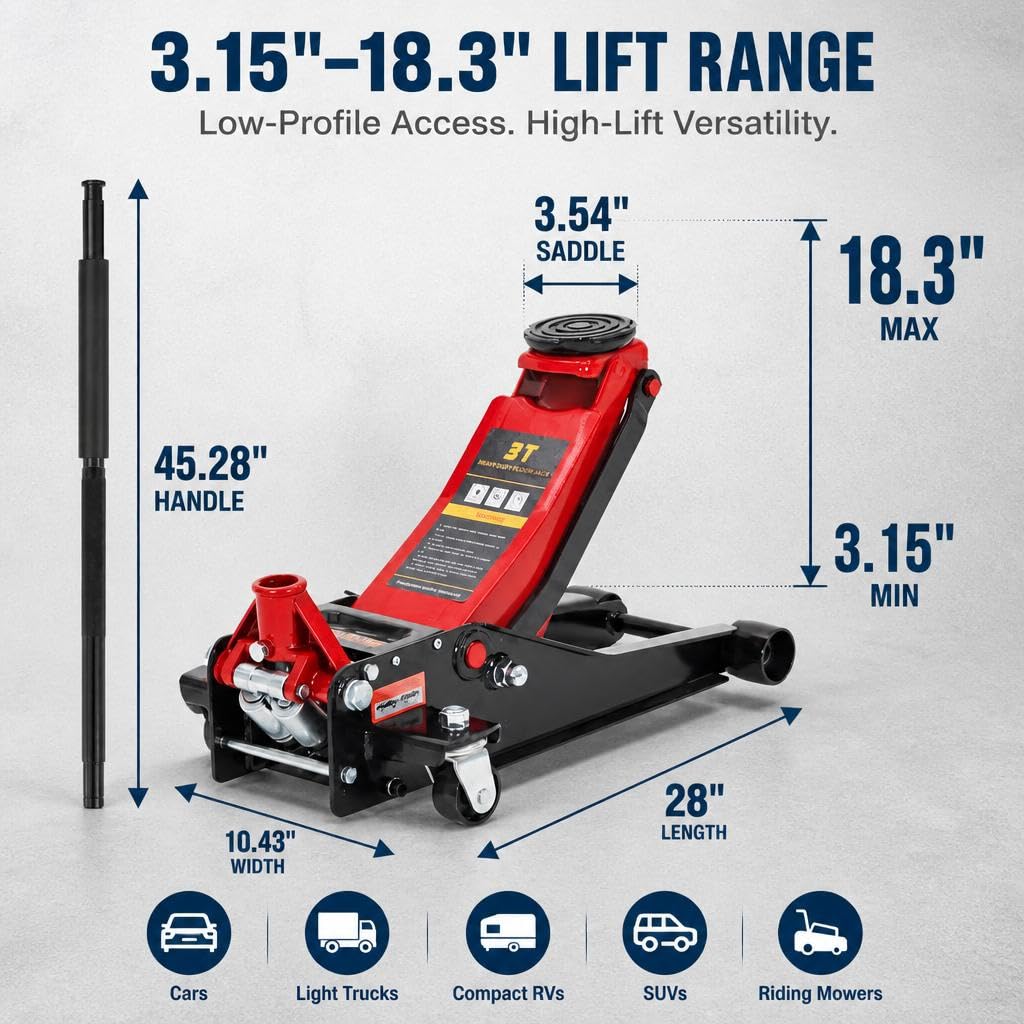 3 Ton Low Profile Steel Hydraulic Floor Jack M86973