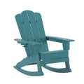 Blue HDPE Adirondack Rocking Chair with Cup Holder I876149