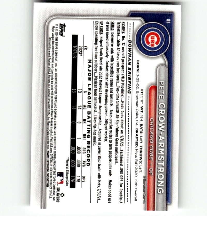2024 Bowman Chrome Mega Box Mojo Refractor Baseball Trading Card P67496
