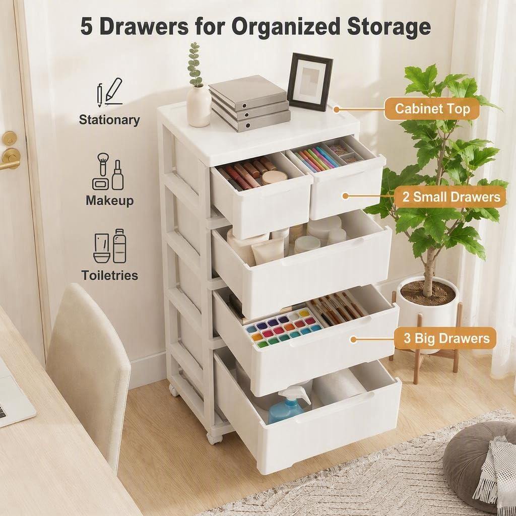 4-Tier Plastic Drawers with Wheels K8131