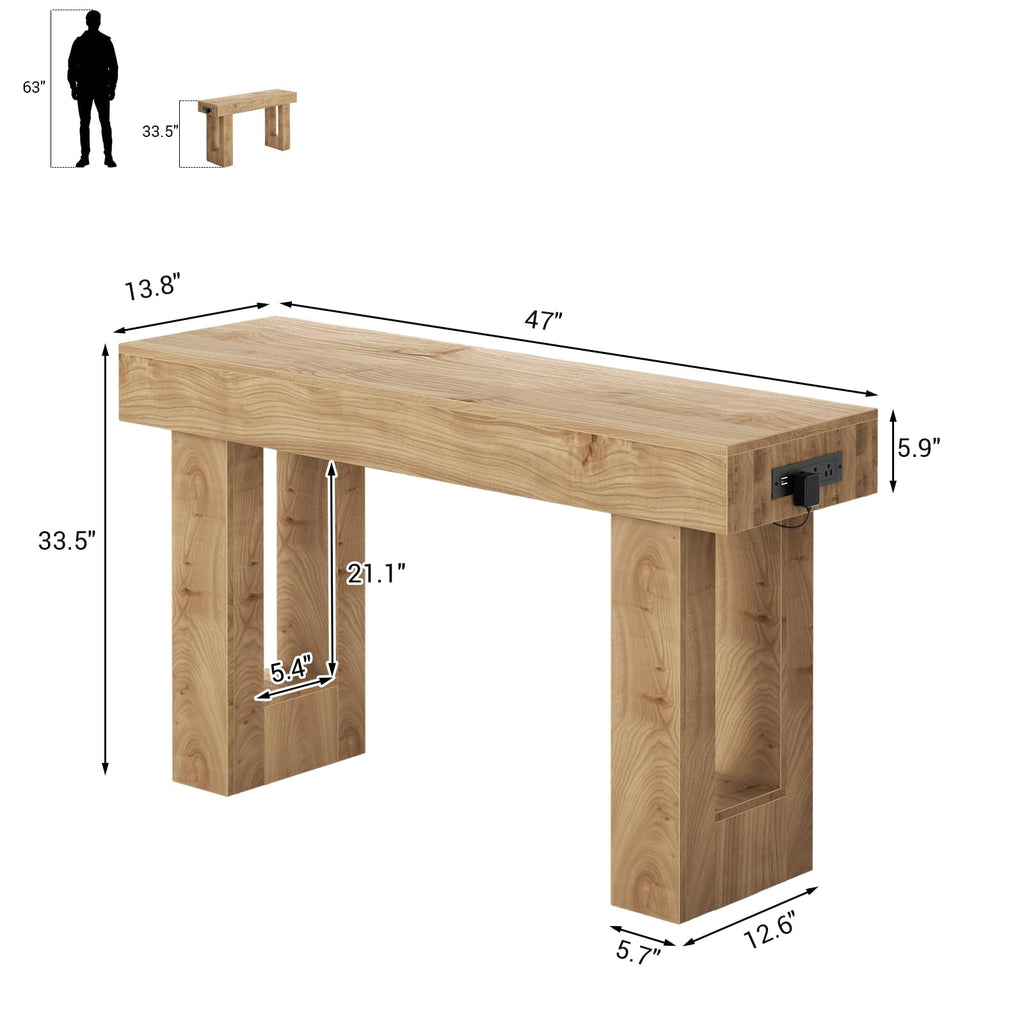 47" Entryway Table with Sensor Light & AC Outlets F5563