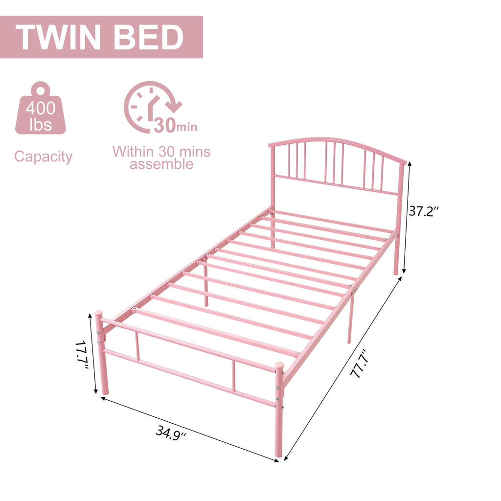 Twin Size Metal Bed Frame with Headboard and Footboard S94548