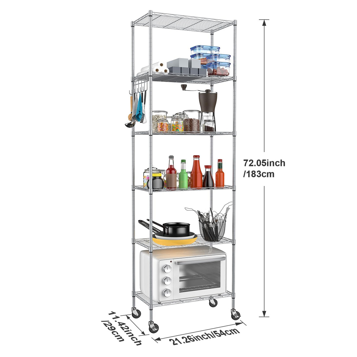6-Tier Wire Shelving Unit with Caster Wheels O4213