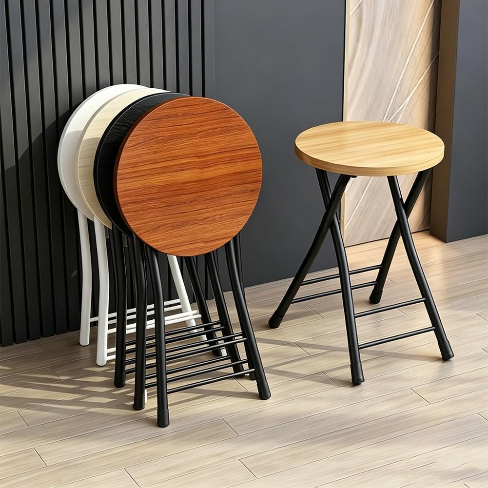 Folding 18 Inch Round Wooden Seat Stool I386