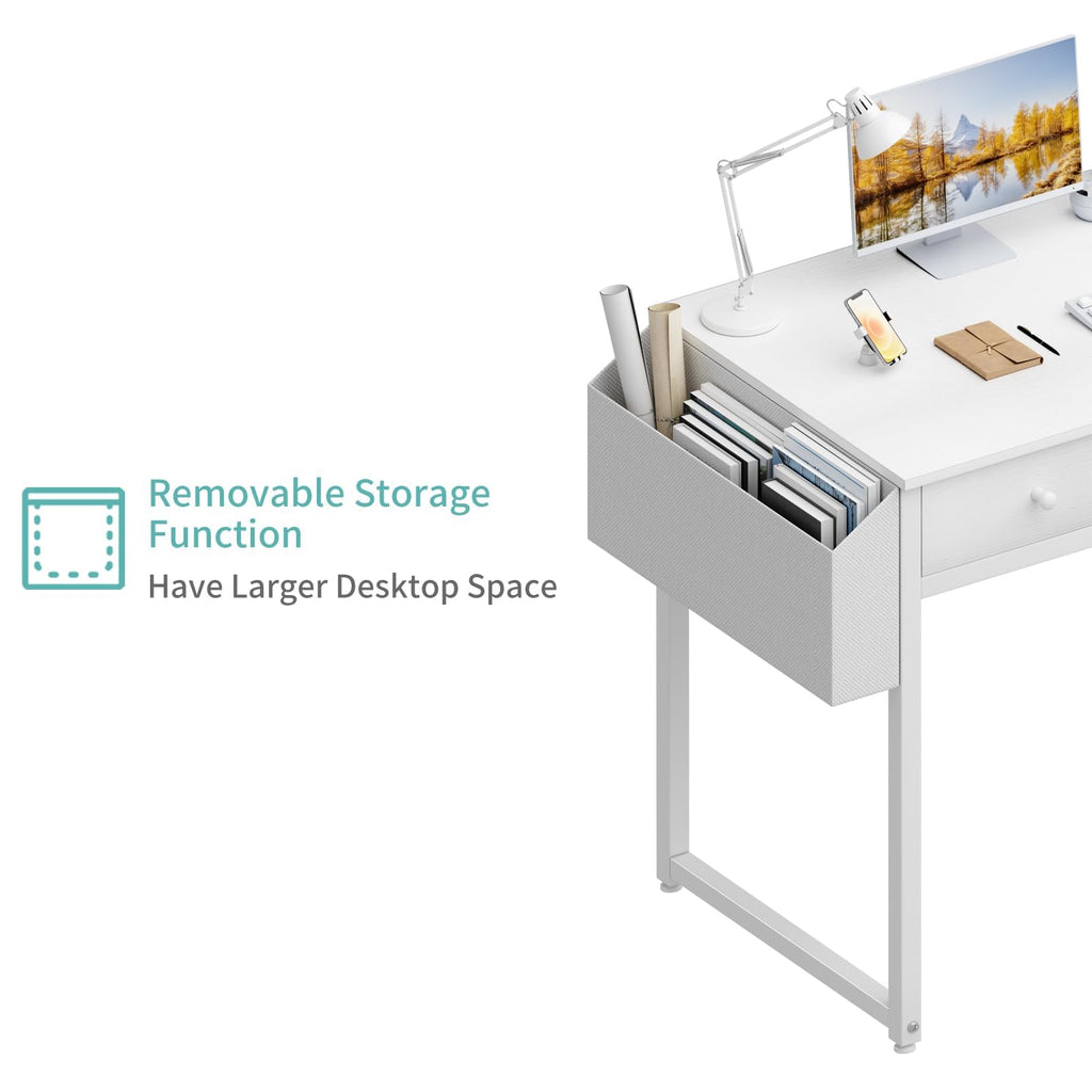White 40 Inch Computer Desk with Drawers U690122