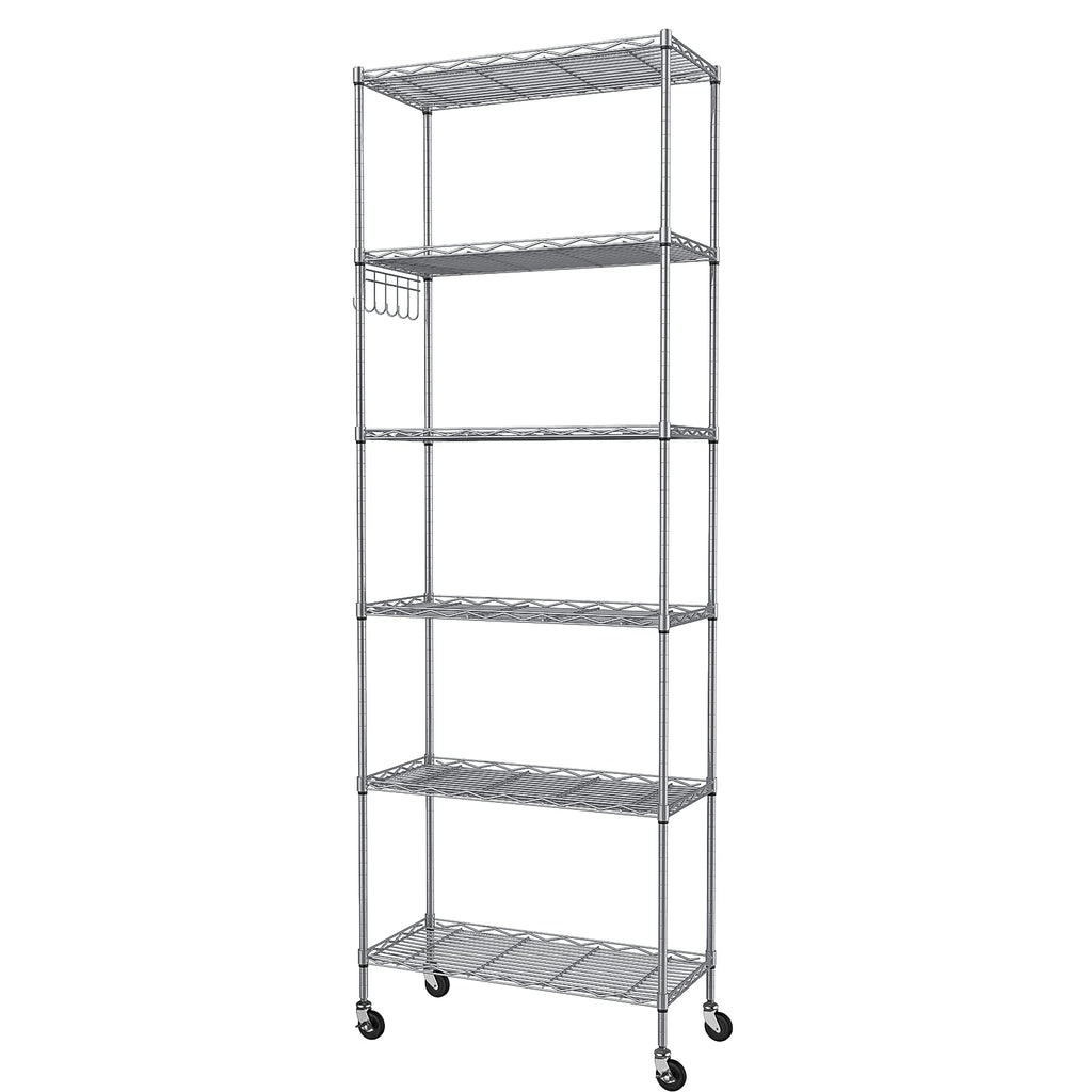 6-Tier Wire Shelving Unit with Caster Wheels O4213