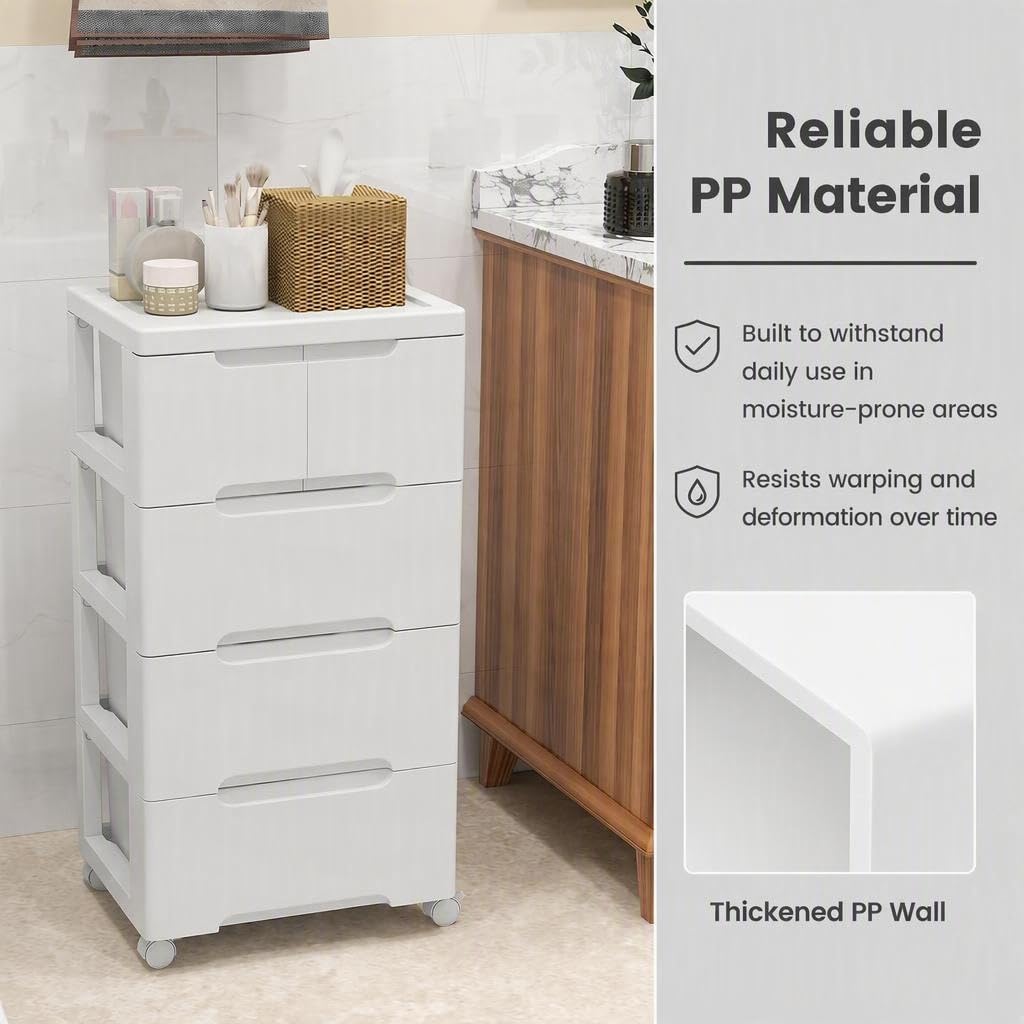 4-Tier Plastic Drawers with Wheels K8131
