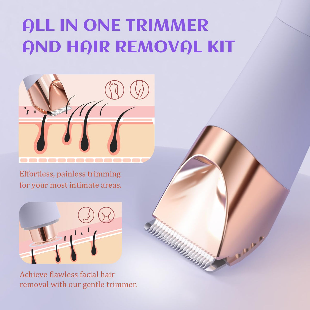 2-in-1 Electric Razor and Pubic Hair Trimmer with LED Light J396