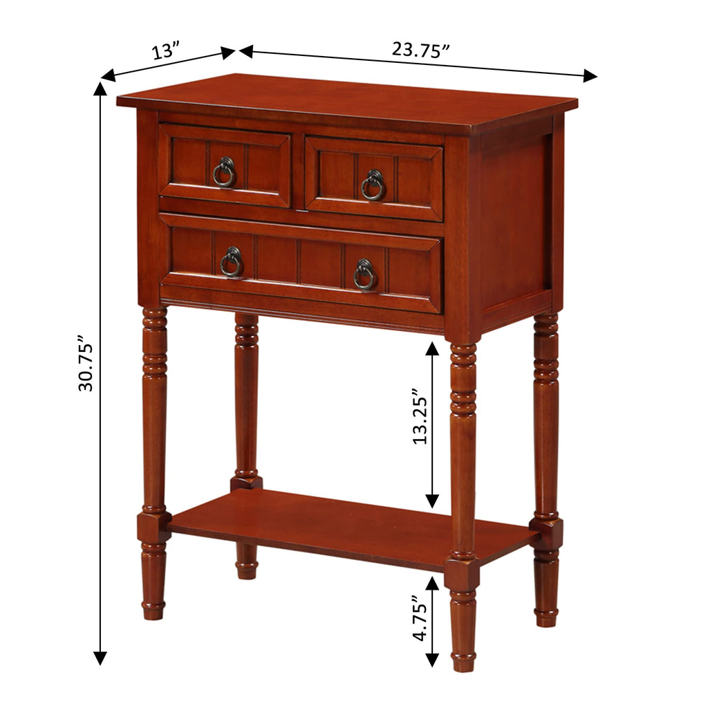 Cherry Hall Table with 3 Storage Drawers and Shelf U211