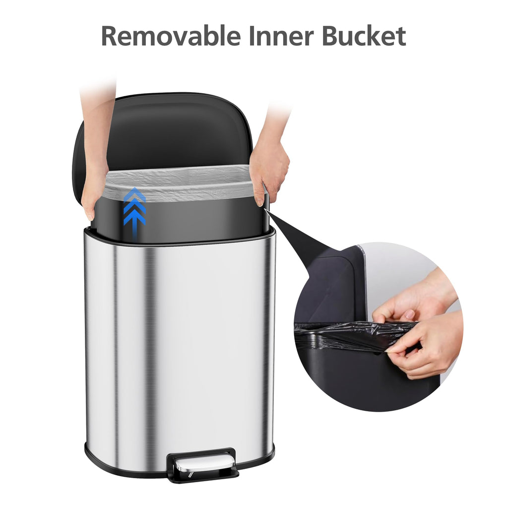 50L Stainless Steel Step-On Trash Can S1842