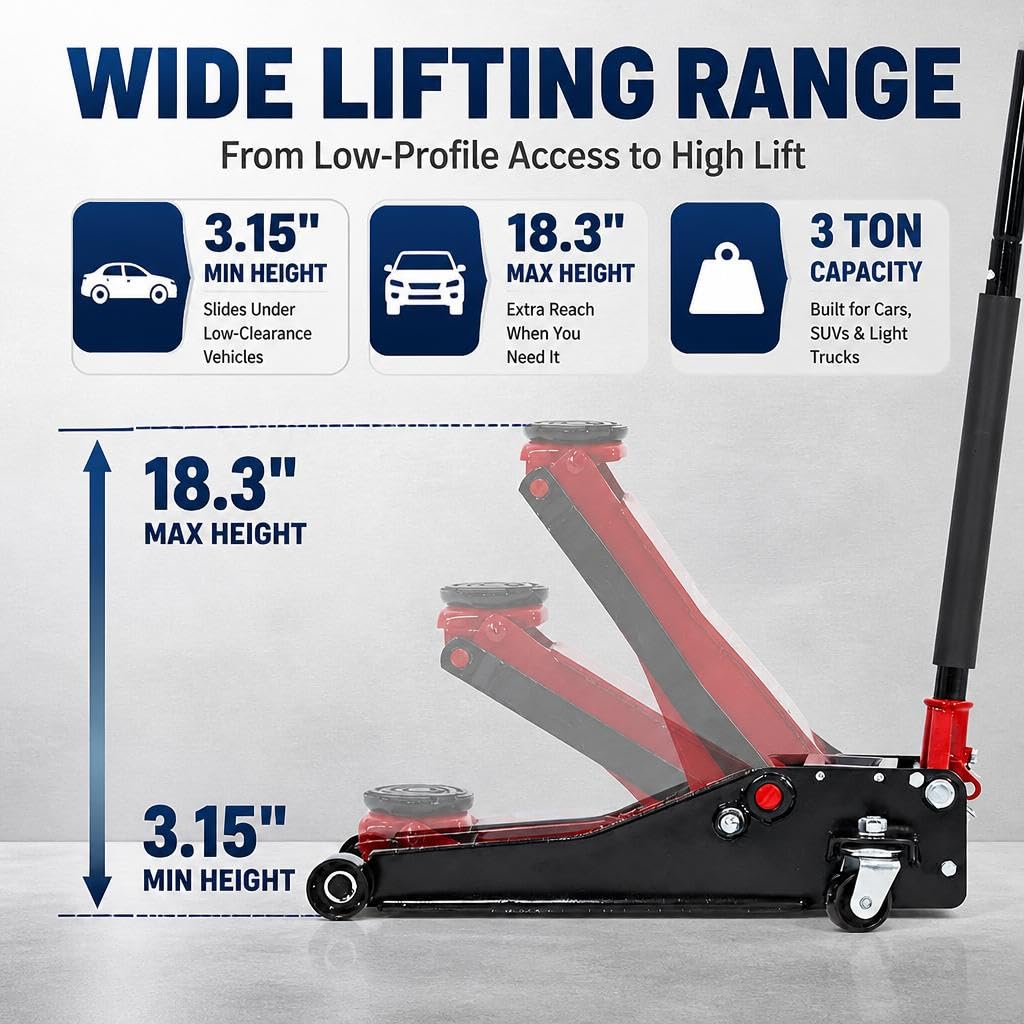 3 Ton Low Profile Steel Hydraulic Floor Jack M86973