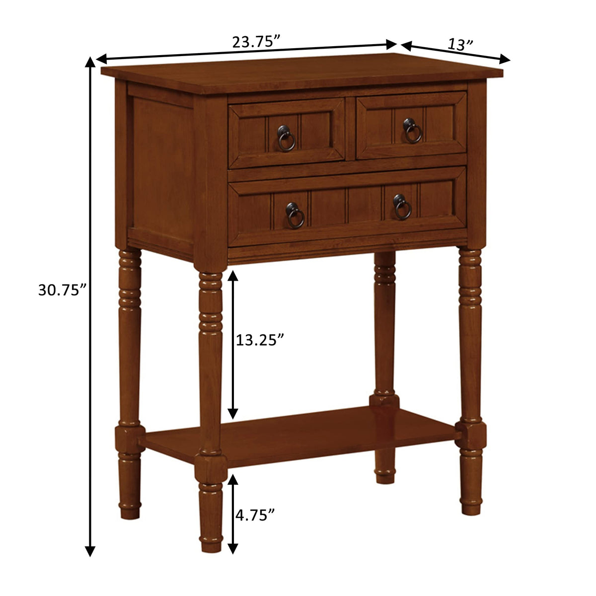 Cherry Hall Table with 3 Storage Drawers and Shelf U211
